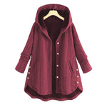 Buddha Stones Fall Wheat Ear Pattern Mid-length Design Women's Long Sleeve Hooded Coat With Pockets