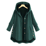 Buddha Stones Fall Wheat Ear Pattern Mid-length Design Women's Long Sleeve Hooded Coat With Pockets