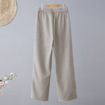 Buddha Stones Plain Color Blocking Cotton Thick Casual Women's Pants With Pockets