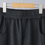 Buddha Stones Plain Color Blocking Cotton Thick Casual Women's Pants With Pockets