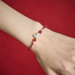 Buddha Stones 999 Sterling Silver Red Agate Year Of The Horse Prosperity String Bracelet