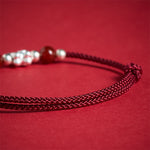 Buddha Stones 999 Sterling Silver Red Agate Year Of The Horse Prosperity String Bracelet