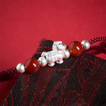 Buddha Stones 999 Sterling Silver Red Agate Year Of The Horse Prosperity String Bracelet