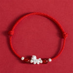 Buddha Stones 999 Sterling Silver Red Agate Year Of The Horse Prosperity String Bracelet