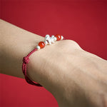 Buddha Stones 999 Sterling Silver Red Agate Year Of The Horse Prosperity String Bracelet