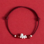 Buddha Stones 999 Sterling Silver Red Agate Year Of The Horse Prosperity String Bracelet