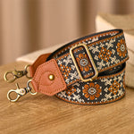Buddha Stones Brown Flower Jacquard Adjustable Handbags Crossbody Shoulder Bag Straps