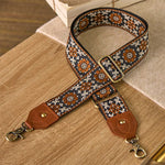 Buddha Stones Brown Flower Jacquard Adjustable Handbags Crossbody Shoulder Bag Straps