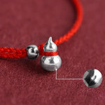 Buddha Stones 925 Sterling Silver Gourd Lucky Fortune Charm String Connection Bracelet