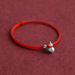 Buddha Stones 925 Sterling Silver Gourd Lucky Fortune Charm String Connection Bracelet