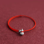 Buddha Stones 925 Sterling Silver Gourd Lucky Fortune Charm String Connection Bracelet