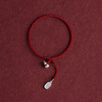 Buddha Stones 925 Sterling Silver Gourd Lucky Fortune Charm String Connection Bracelet