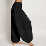 Buddha Stones Pure Cotton Elegant Colors Pine Tree Crane Pattern Women's Elastic Waist Harem Pants