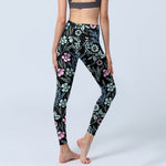Buddha Stones Bold Color Contrast Flower Leaf Pattern Print Gym Leggings Women's Yoga Pants