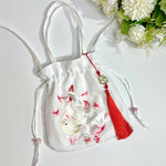 Buddha Stones Suzhou Embroidery Lotus Deer Epiphyllum Peony Rabbit Cotton Linen Tote Crossbody Bag Shoulder Bag Handbag