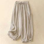 Buddha Stones Summer Elastic Waist Women's Capri Cropped Harem Pants With Pockets