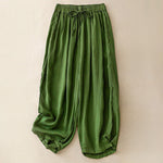 Buddha Stones Summer Elastic Waist Women's Capri Cropped Harem Pants With Pockets