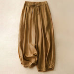 Buddha Stones Summer Elastic Waist Women's Capri Cropped Harem Pants With Pockets