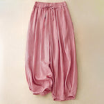 Buddha Stones Summer Elastic Waist Women's Capri Cropped Harem Pants With Pockets