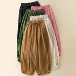 Buddha Stones Summer Elastic Waist Women's Capri Cropped Harem Pants With Pockets