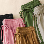 Buddha Stones Summer Elastic Waist Women's Capri Cropped Harem Pants With Pockets