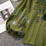 Buddha Stones Casual Embroidery Flower Leaf Pattern Women's Cotton Linen Round Neck T-shirt