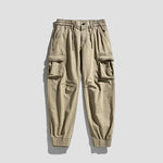 Buddha Stones Summer Cotton Elastic Cuffs Tapered Men's Pants With Pockets