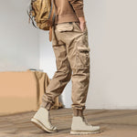 Buddha Stones Summer Cotton Elastic Cuffs Tapered Men's Pants With Pockets