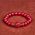 Buddha Stones Chinese Zodiac Year Of The Horse Carved Cinnabar Peaceful Blessing Bracelet