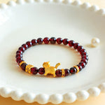 Buddha Stones Cute Lucky Cat Charm Garnet Cinnabar Calm Protection Beaded Bracelet