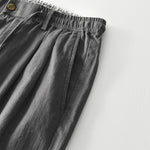 Buddha Stones Fall Solid Drawstring Zipper Men's Linen Wide Leg Pants With Pockets