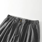 Buddha Stones Fall Solid Drawstring Zipper Men's Linen Wide Leg Pants With Pockets