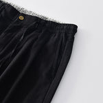 Buddha Stones Fall Solid Drawstring Zipper Men's Linen Wide Leg Pants With Pockets