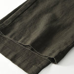 Buddha Stones Fall Solid Drawstring Zipper Men's Linen Wide Leg Pants With Pockets