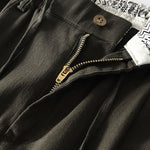 Buddha Stones Fall Solid Drawstring Zipper Men's Linen Wide Leg Pants With Pockets