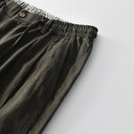 Buddha Stones Fall Solid Drawstring Zipper Men's Linen Wide Leg Pants With Pockets