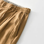 Buddha Stones Fall Solid Drawstring Zipper Men's Linen Wide Leg Pants With Pockets