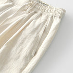 Buddha Stones Fall Solid Drawstring Zipper Men's Linen Wide Leg Pants With Pockets