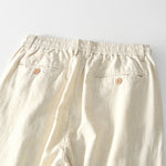 Buddha Stones Fall Solid Drawstring Zipper Men's Linen Wide Leg Pants With Pockets