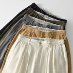Buddha Stones Fall Solid Drawstring Zipper Men's Linen Wide Leg Pants With Pockets