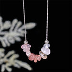 Buddha Stones Black Obsidian Smoky Quartz Garnet Aquamarine Strawberry Quartz Pink Crystal Strength Necklace Pendant