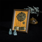 Buddha Stones Five-Emperor Coins Tree Attract Fortune Protection Photo Frame Ornament Home Decor