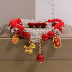 Buddha Stones Year Of The Horse Ingot Prosperity 2Pcs Bracelet