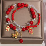 Buddha Stones Year Of The Horse Ingot Prosperity 2Pcs Bracelet