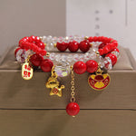 Buddha Stones Year Of The Horse Ingot Prosperity 2Pcs Bracelet