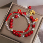 Buddha Stones Year Of The Horse Ingot Prosperity 2Pcs Bracelet