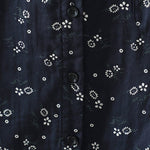 Buddha Stones Fall Small Floral Pattern Buttons Down Design Long Sleeve Women's Cotton Shirt
