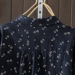 Buddha Stones Fall Small Floral Pattern Buttons Down Design Long Sleeve Women's Cotton Shirt