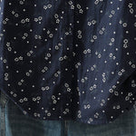 Buddha Stones Fall Small Floral Pattern Buttons Down Design Long Sleeve Women's Cotton Shirt