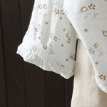 Buddha Stones Fall Small Floral Pattern Buttons Down Design Long Sleeve Women's Cotton Shirt